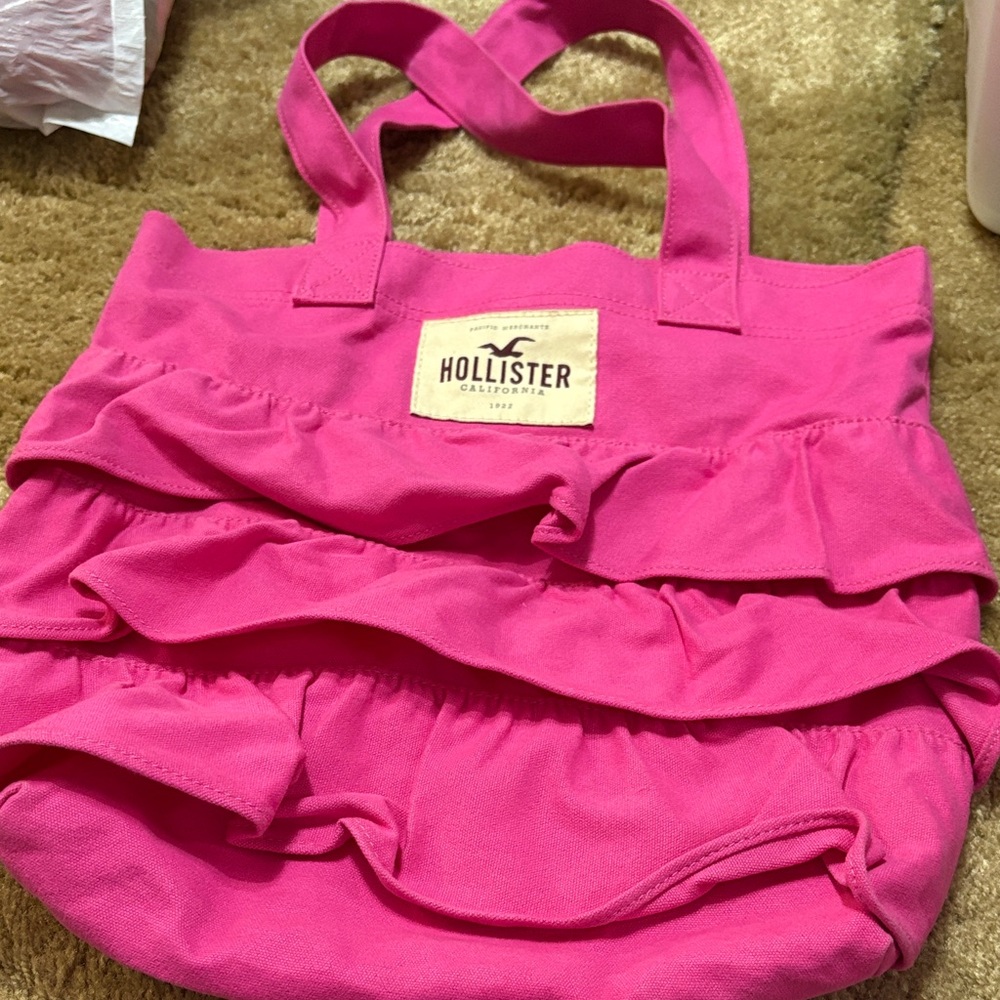 Hollister Bright Pink Ruffle Tote